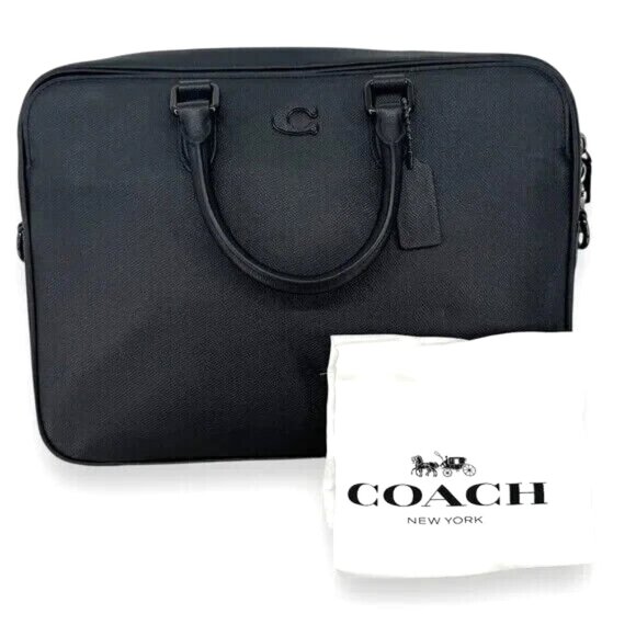 Coach Gotham Slim Briefcase in Cross Grain Pebble Leather Crossbody Strap NWT 2 - Picture 1 of 12
